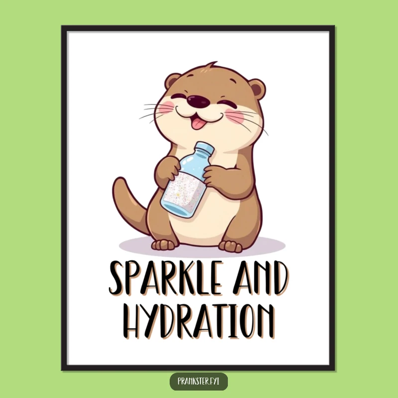 Funny Otter Mischief Poster: Comedic Art for a Playful Space
