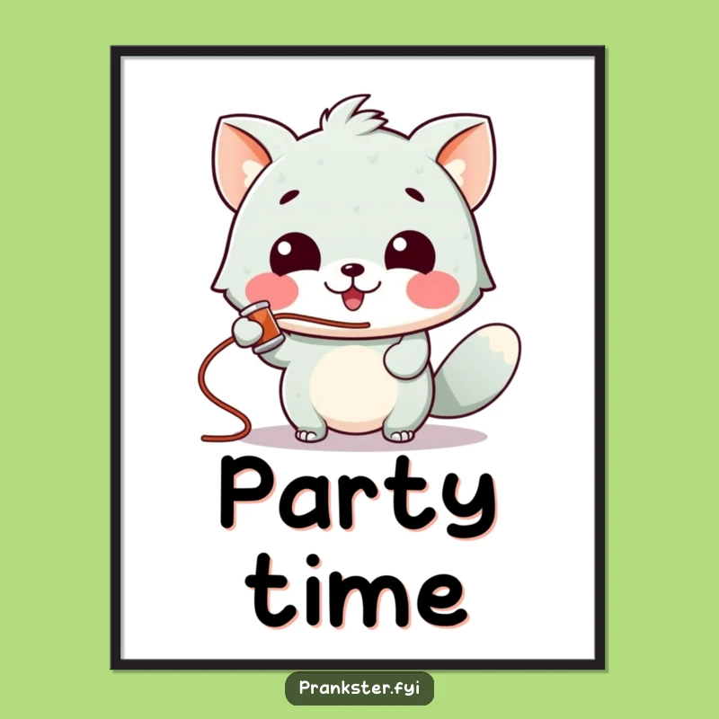 Funny Silly String Animal Poster - Hilarious Playful Wall Art Gift