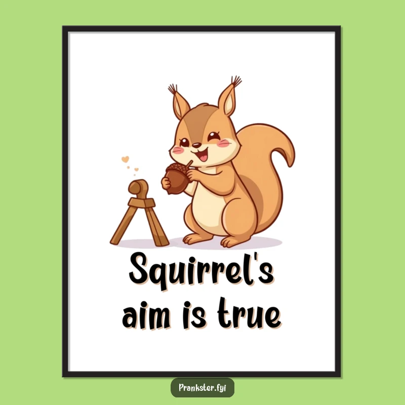 Funny Squirrel Acorn Art Poster - Woodland Mischief!