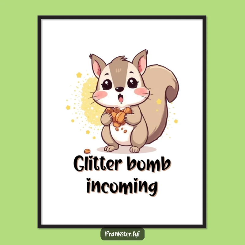 Funny Squirrel Glitter Explosion Poster: Sparkly Wall Art For A Cheerful Gift