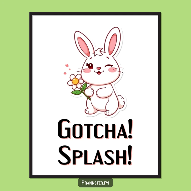 Funny Bunny Wink Poster - Cheerful Bunny Art with a Squirting Flower Surprise