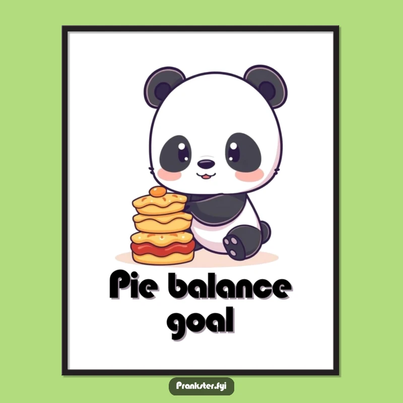 Funny Panda Pie Balance Poster: Playful Character Wall Art Gift