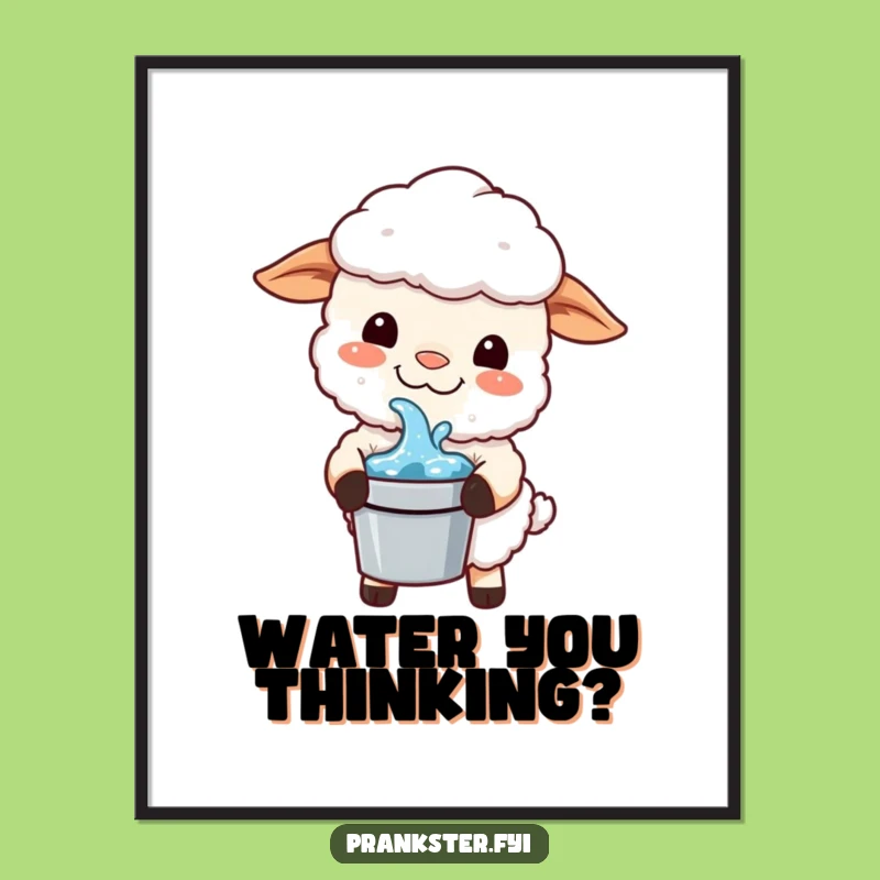 Funny Kawaii Sheep Poster: Prankster's Delight, Perfect Decor for Fun!