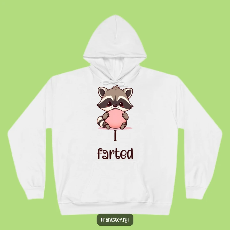 Funny Raccoon Prankster Hoodie: Proud Whoopee Cushion Comfort Gift