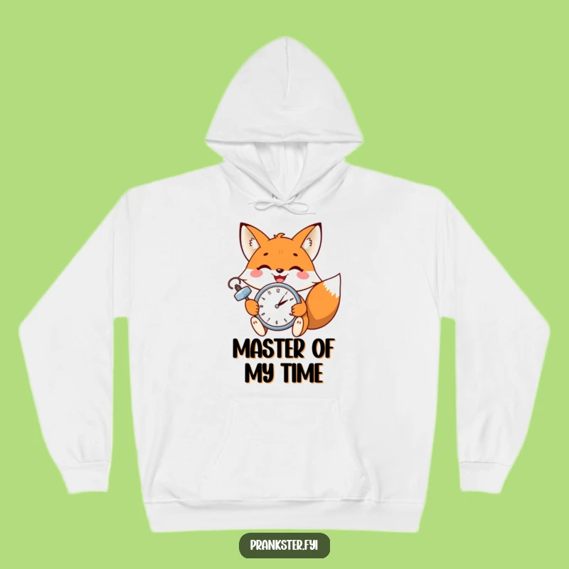 Funny Fox Wink Hoodie: Cozy Humor from a Witty Clock-Setting Fox