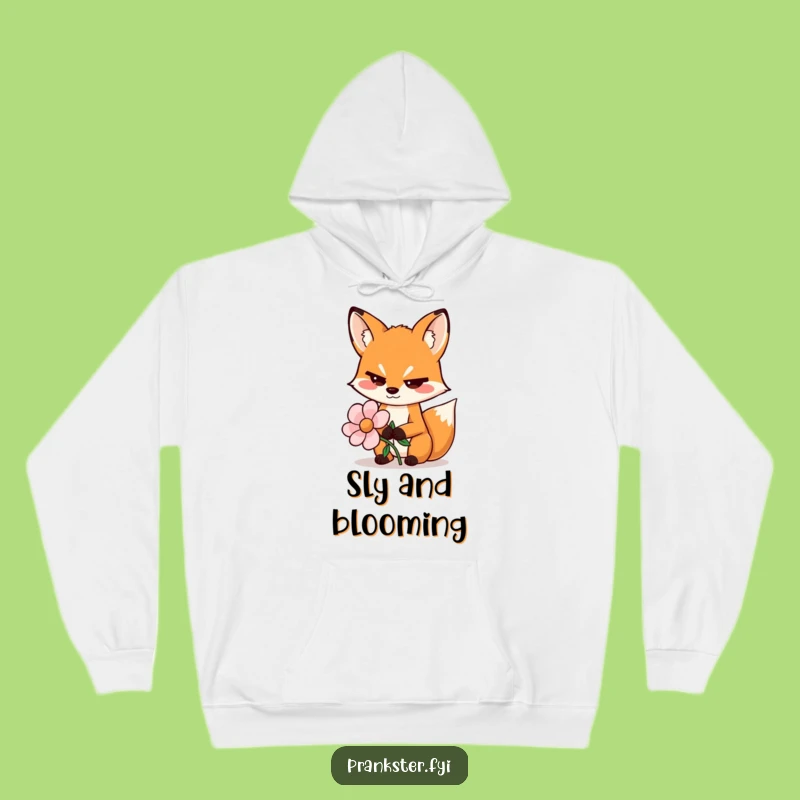 Funny Sly Fox Hoodie - Cozy Wiggling Eyebrows Fake Flower Wear Gift