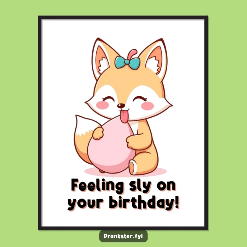 Free Printable Wall Art: Fox with a Whoopee Cushion - Humorous Downloadable Art