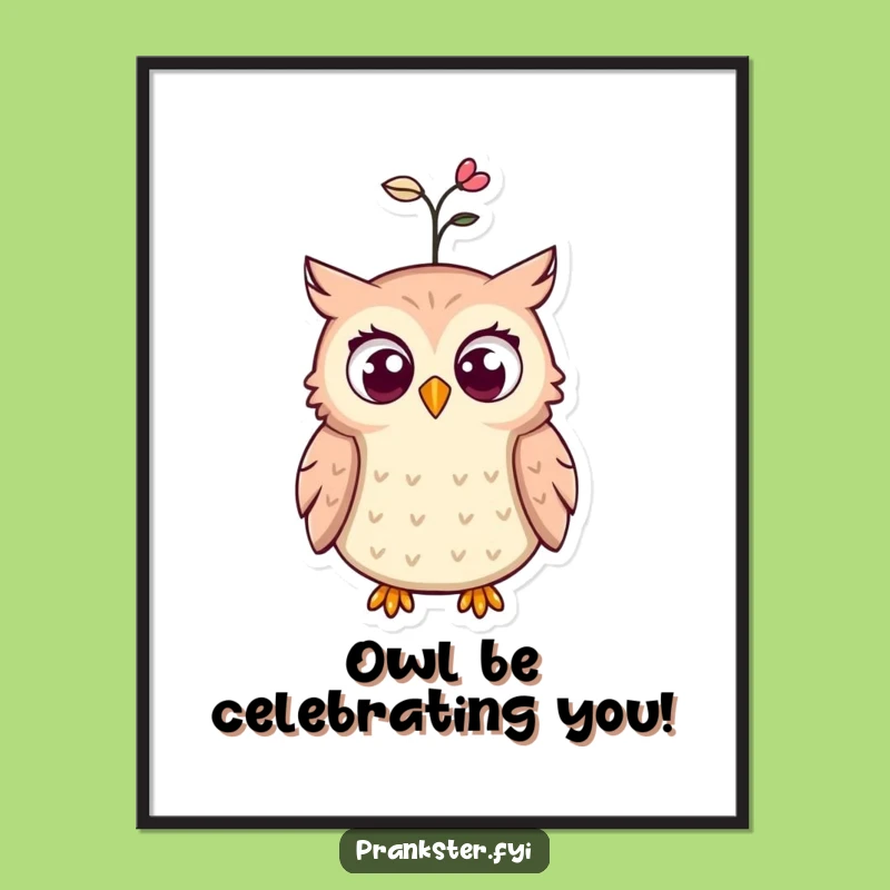 Free Printable Wall Art: Funny Surprised Owl Spring Hat - Whimsical Downloadable Decor!