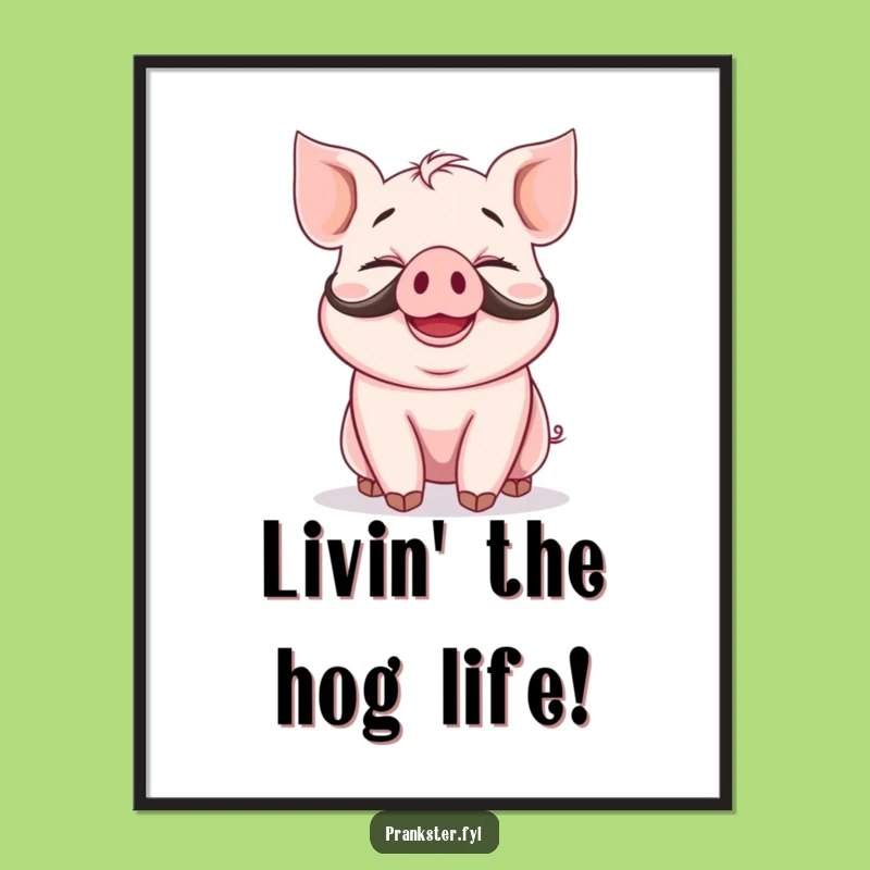 Free Printable Wall Art: Giggling Piglet Mustache - Cute & Funny Downloadable Decor!