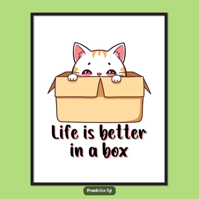 Funny Free Printable Wall Art: Cat's Box Playfulness, Humorous Downloadable Decor