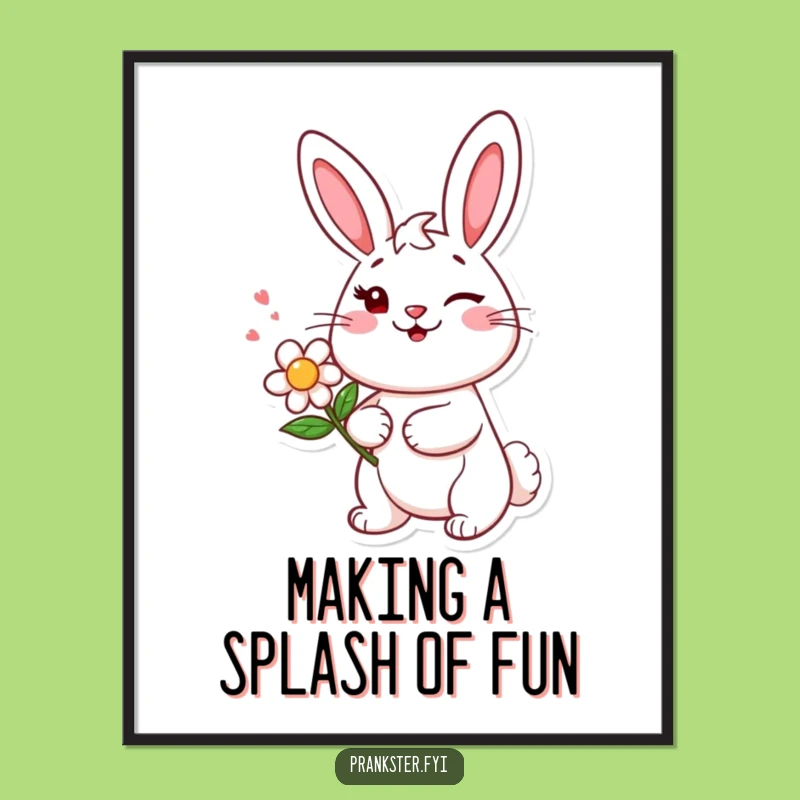 Funny Free Printable Wall Art: Winking Bunny Flower Prank, Humorous Downloadable Decor
