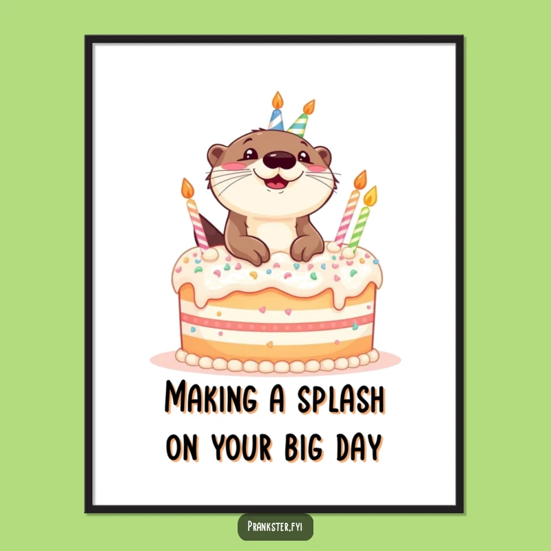 Funny Free Printable Wall Art: Otter in Cake - Downloadable Fun Decor!