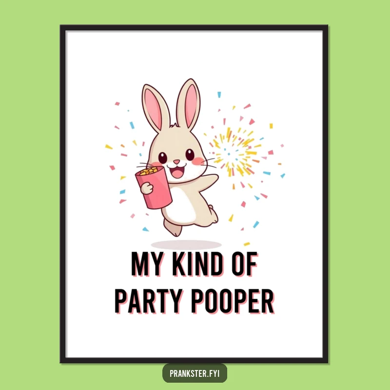 Free Printable Wall Art: Rabbit & Confetti Blast Funny Downloadable Decor