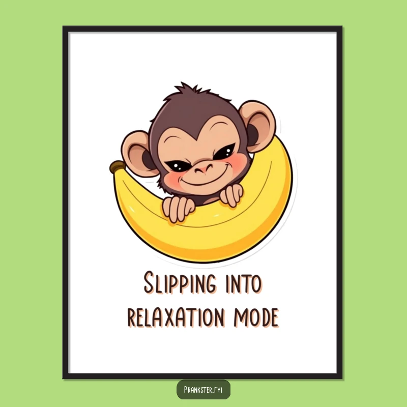 Free Printable Wall Art: Mischievous Monkey Banana Prank - Funny Downloadable Art