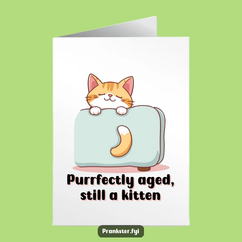 Free Printable Birthday Card: Giggling Cat Tail Peek-a-Boo Funny Downloadable Gift