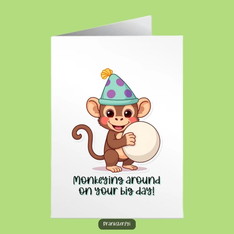 Free Printable Birthday Card: Mischievous Monkey, Funny Downloadable Gift for a Silly Celebration