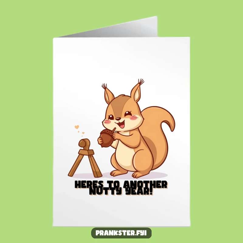 Free Printable Birthday Card: Squirrel Slingshot - Energetic Downloadable Gift for a Fun Celebration