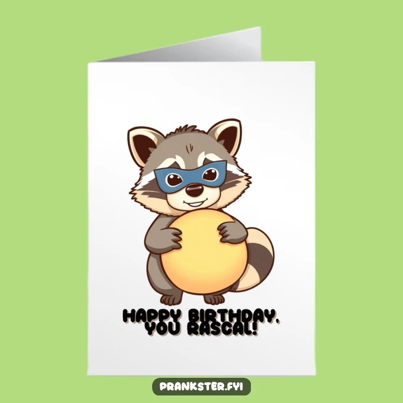 Free Printable Raccoon Birthday Card: Funny Whoopee Cushion Downloadable Gift
