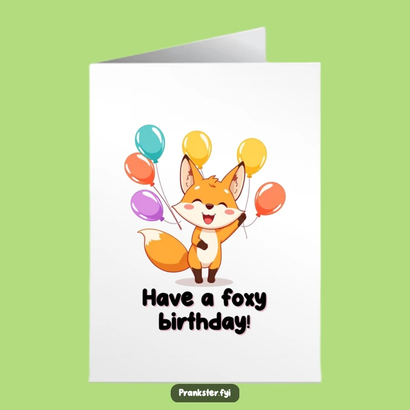 Funny Free Printable Birthday Card: Juggling Fox Balloons, Joyful DIY Gift