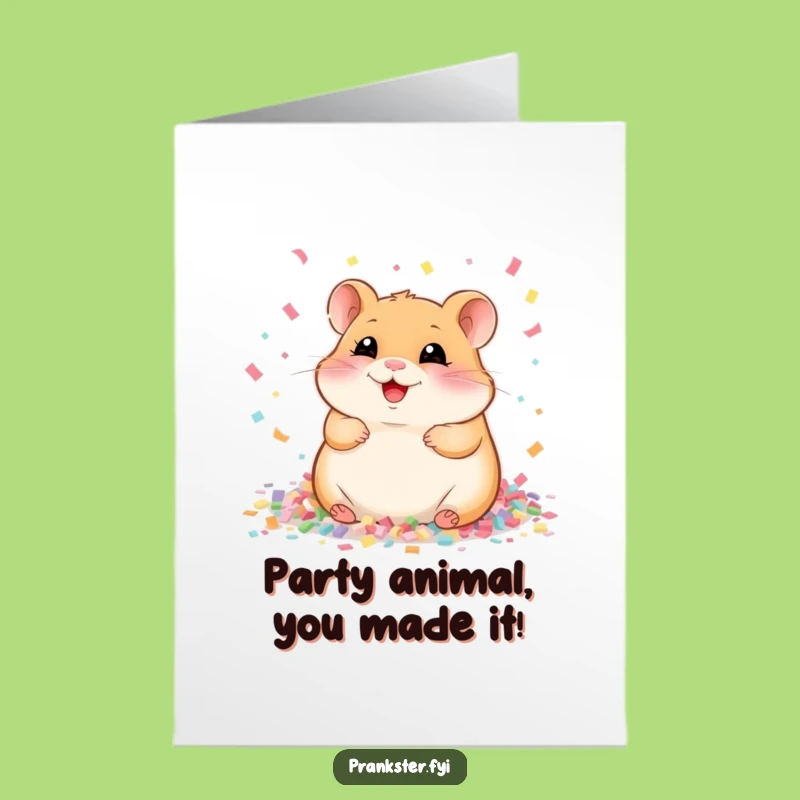 Free Printable Birthday Card: Giggling Hamster Confetti Fun - Hilarious Downloadable Gift
