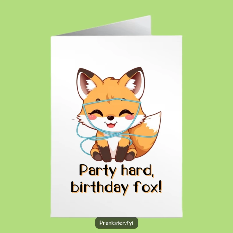 Free Printable Birthday Card: Silly Fox Cub Fun - Hilarious Downloadable Party Gift