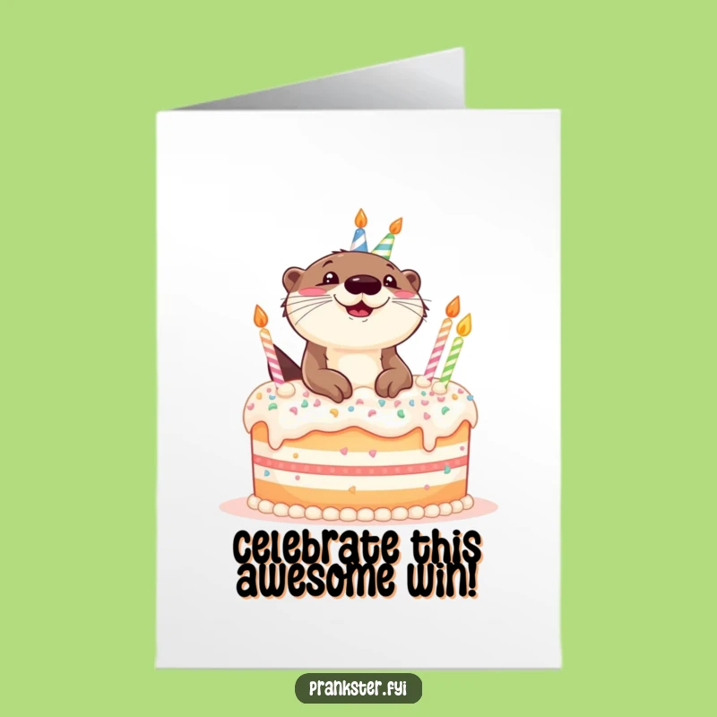 Free Printable Congrats Card: Otter Pops Out Cake Funny Downloadable Gift!