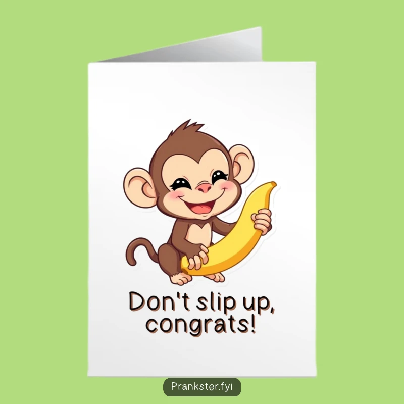 Free Printable Congrats Card: Monkey's Banana Peel Prank - Funny Downloadable Greeting