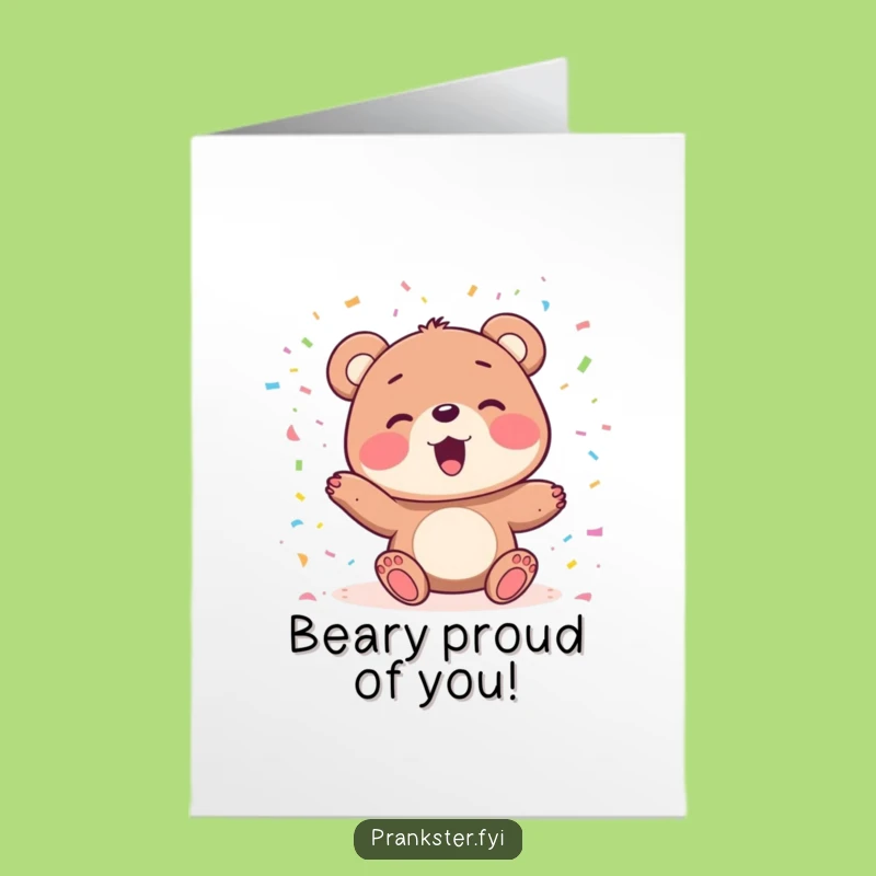 Free Printable Bear Congrats Card: Confetti Celebration Funny Downloadable Gift