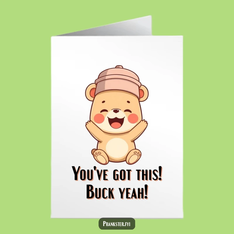 Free Printable Bucket Head Bear Cub Funny Congrats Card - Downloadable Joy!