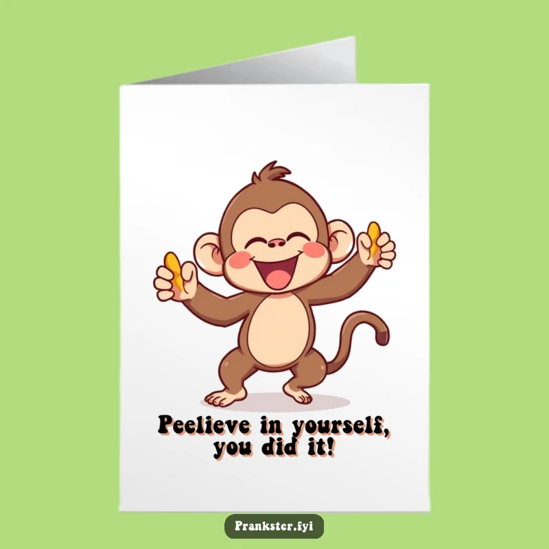 Free Printable Congrats Card: Funny Monkey Banana Peel Shenanigans - Downloadable Gift