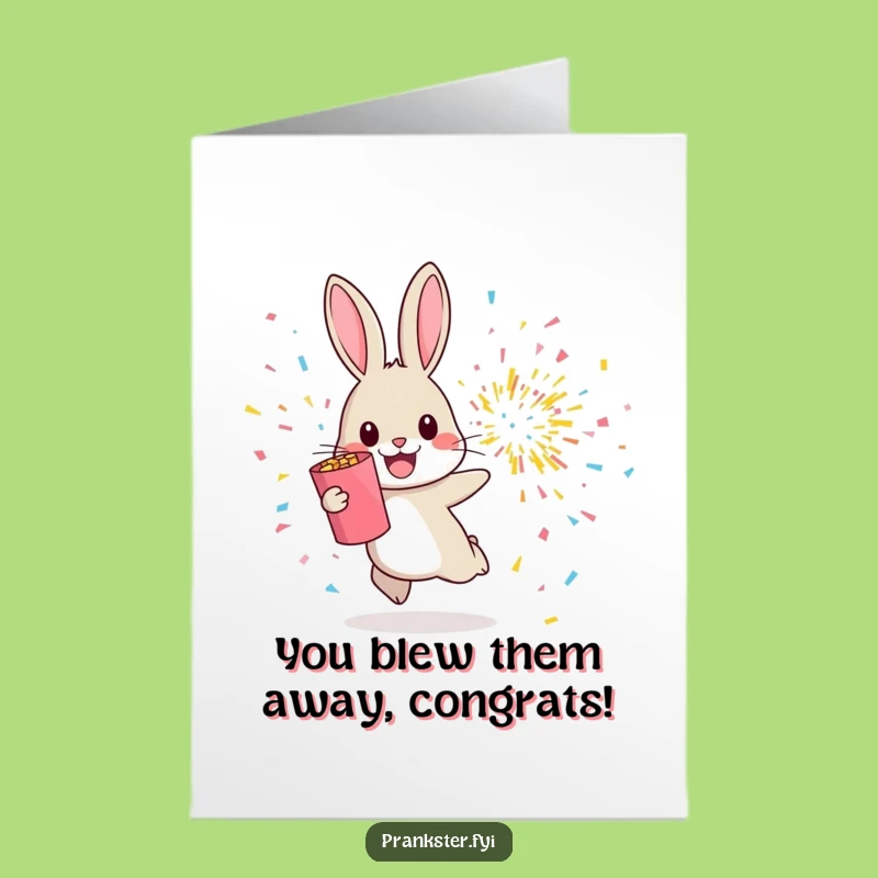 Free Printable Congrats Card: Rabbit & Confetti Blast Funny Downloadable Gift