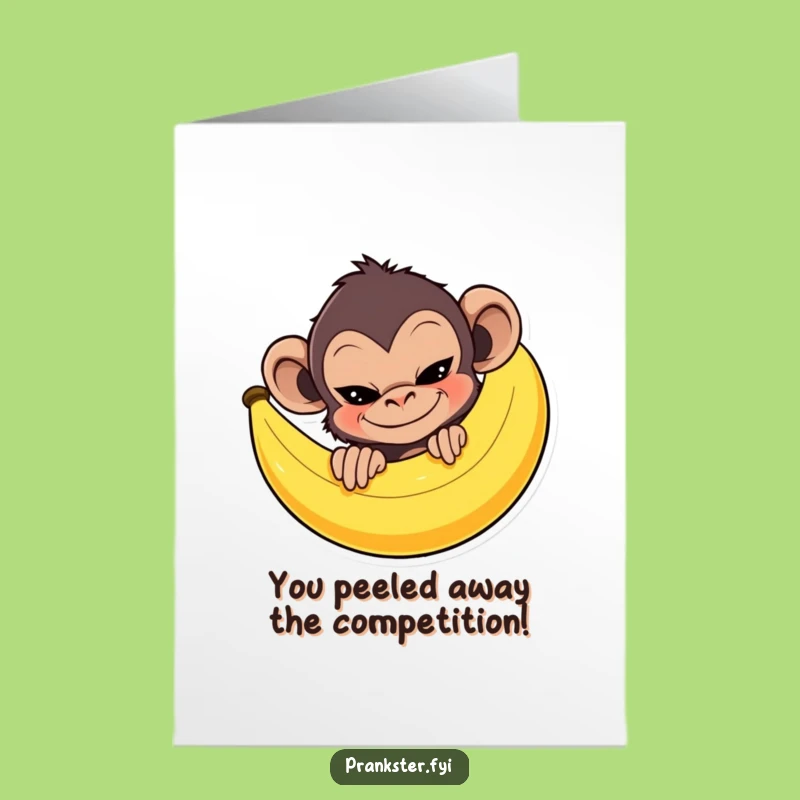 Free Printable Congratulations Card: Monkey's Banana Triumph - Funny Downloadable