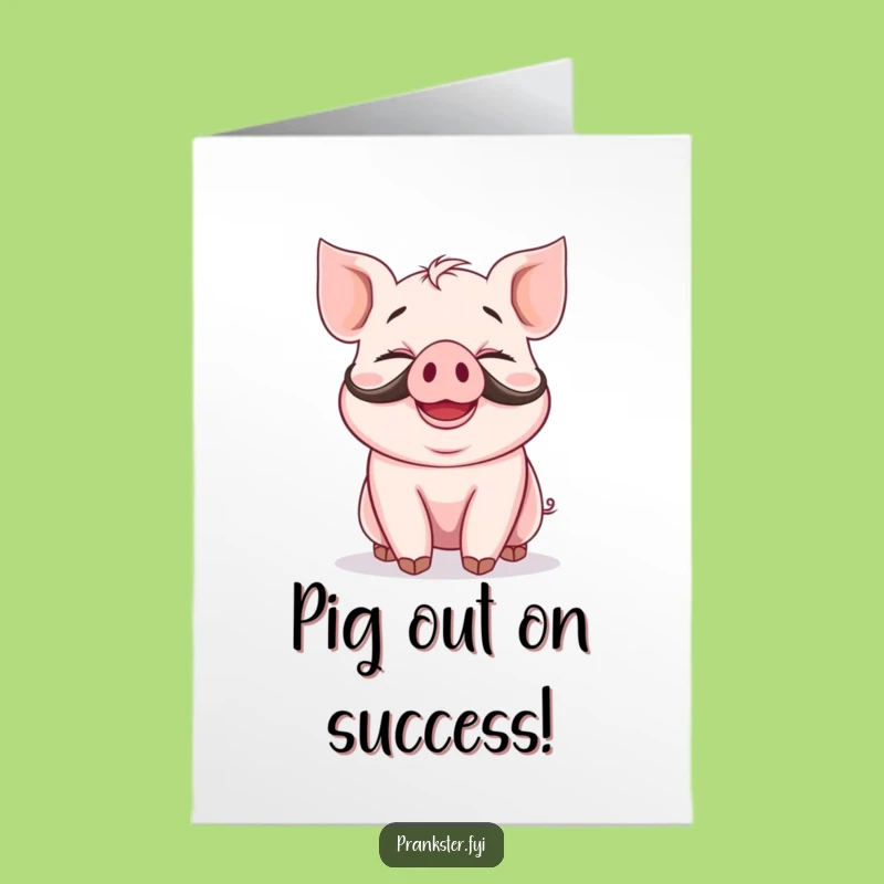 Free Printable Congrats Card: Giggling Piglet Mustache - Celebrate with a Snort!