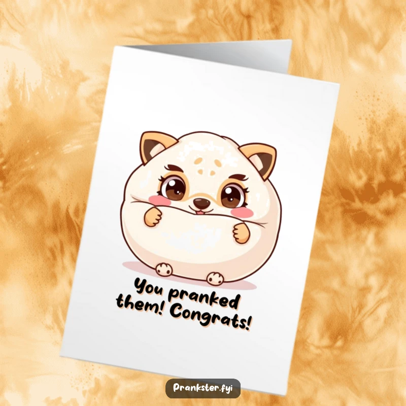 Funny Free Printable congrats card with a cheeky animal peeking from behind a whoopee cushion, celebrating success.