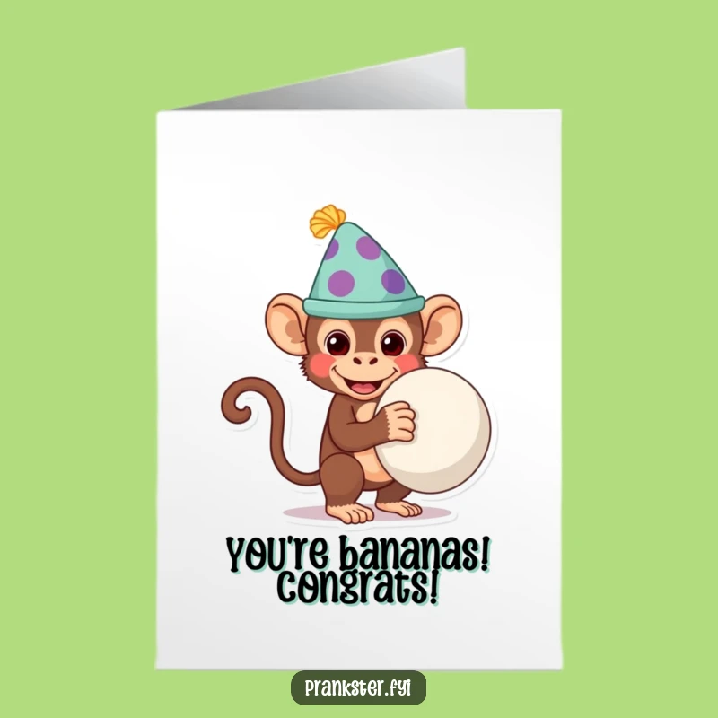 Free Printable Congrats Card: Prankster Monkey, Humorous Downloadable for Celebrating Success