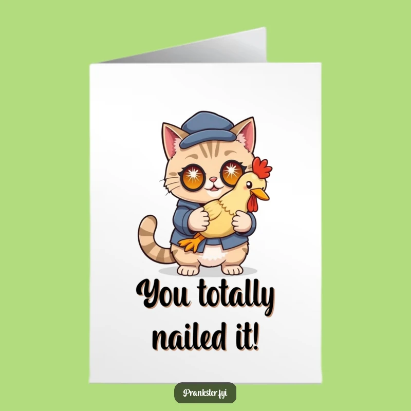 Free Printable Cat Congrats Card: Disguised Success Downloadable Gift