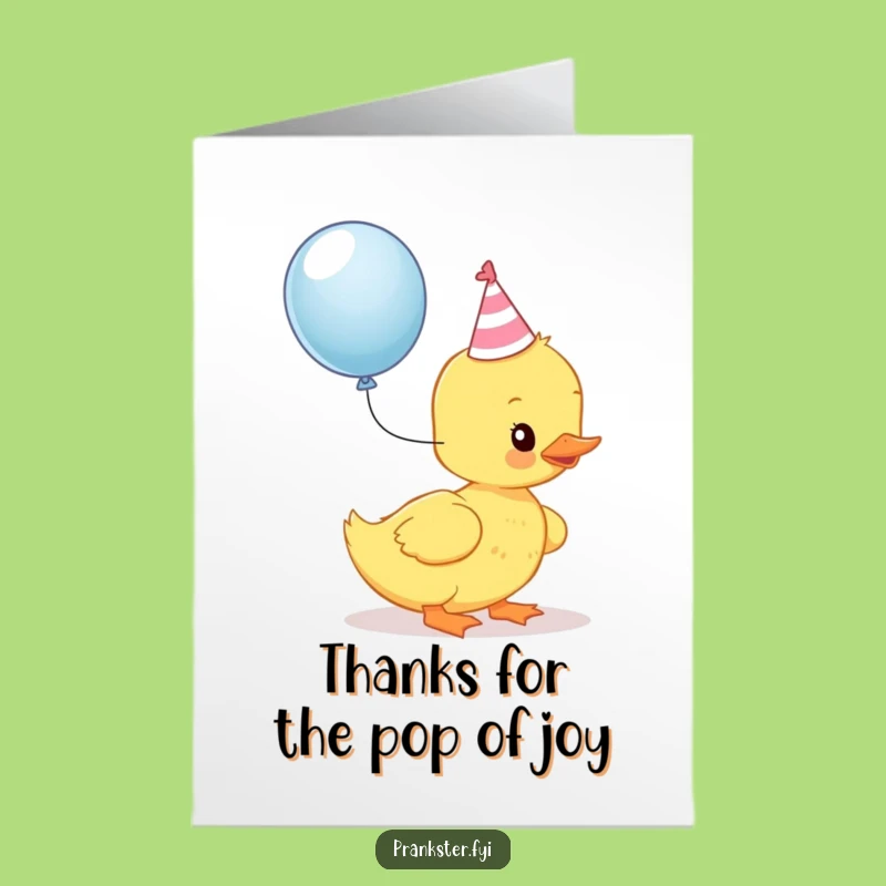 Free Printable Thank You Card: Kawaii Duckling Party Pop Funny