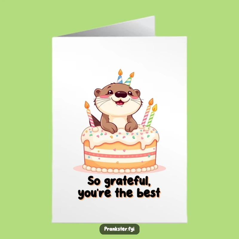 Free Printable Thank You Card: Otter in Cake Funny Downloadable Card!