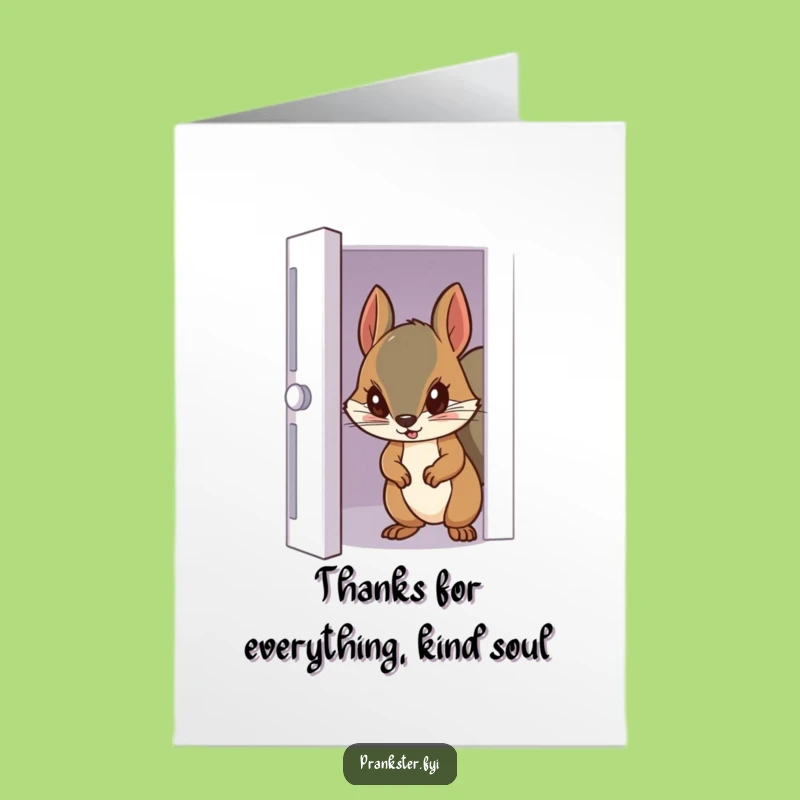 Free Printable Thank You Card: Squirrel Peeking Funny Downloadable Card!