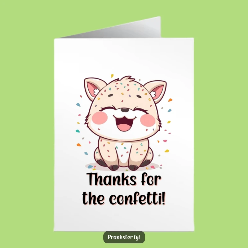 Free Printable Thank You Card: Confetti Animal Funny Downloadable Gift for Gratitude