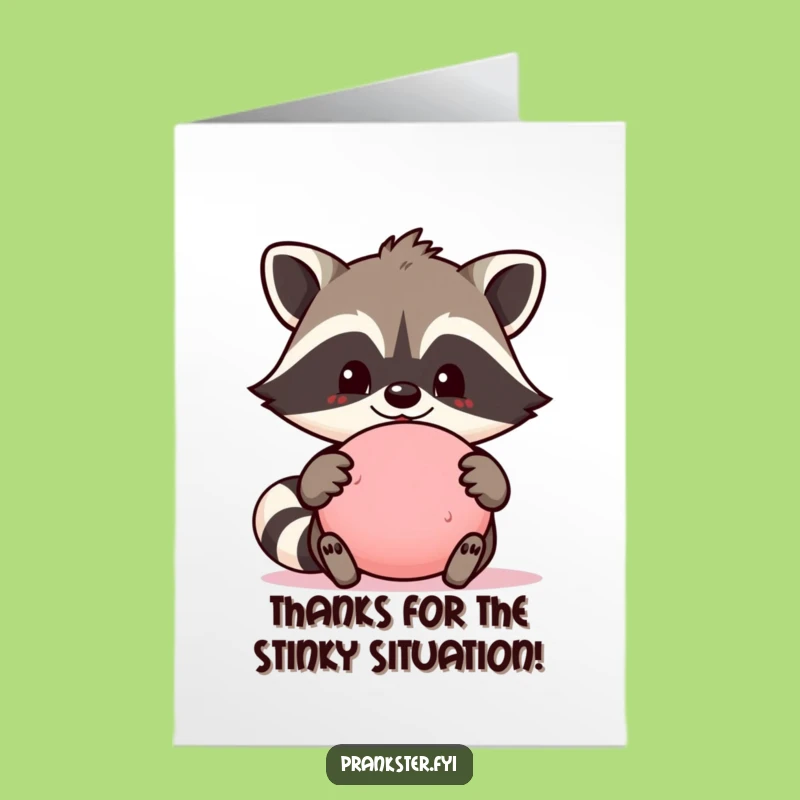 Free Printable Thank You Card: Raccoon with Whoopee Cushion - Funny Downloadable Appreciation