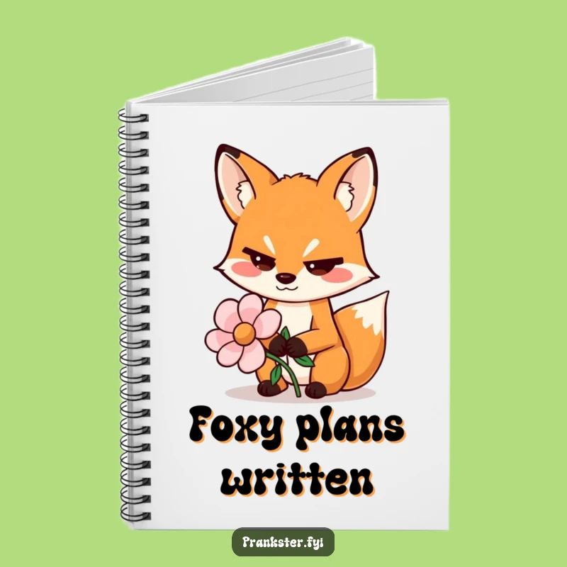 Funny Sly Fox Notebook - Wiggling Eyebrows Fake Flower Journal Gift