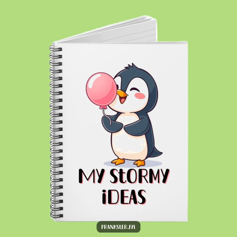 Funny Penguin Water Balloon Notebook - Journal with Cheerful Penguin, Cute Gift Idea