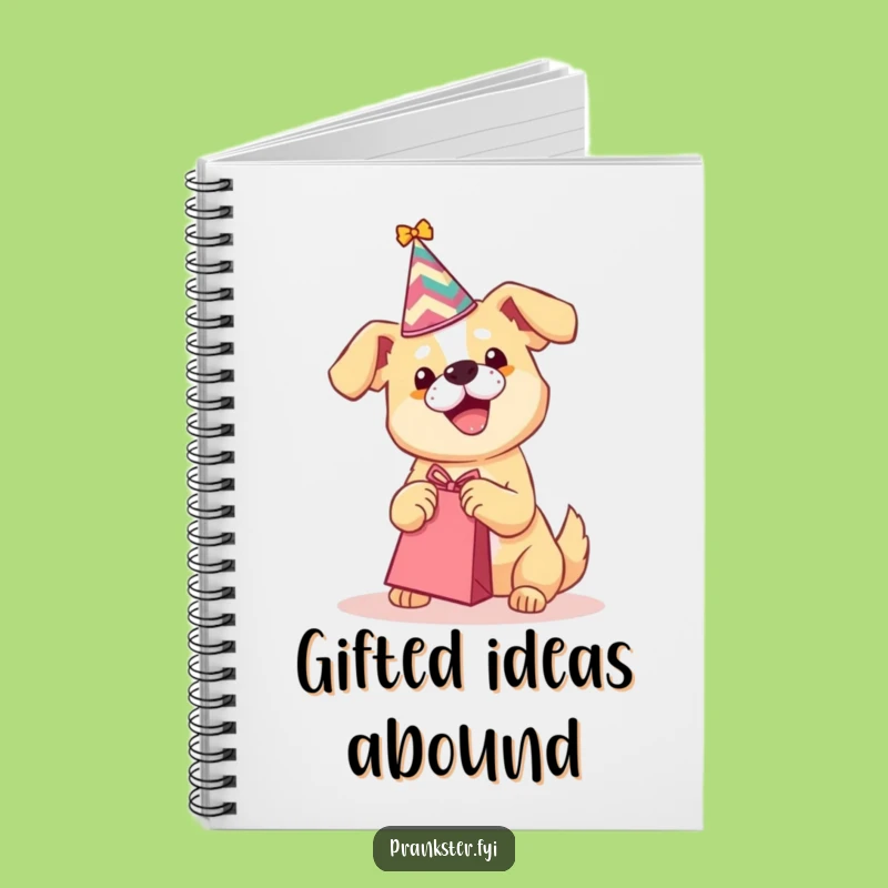 Funny Party Dog Notebook - Playful Pup Shaking Gift Bag Journal Gift