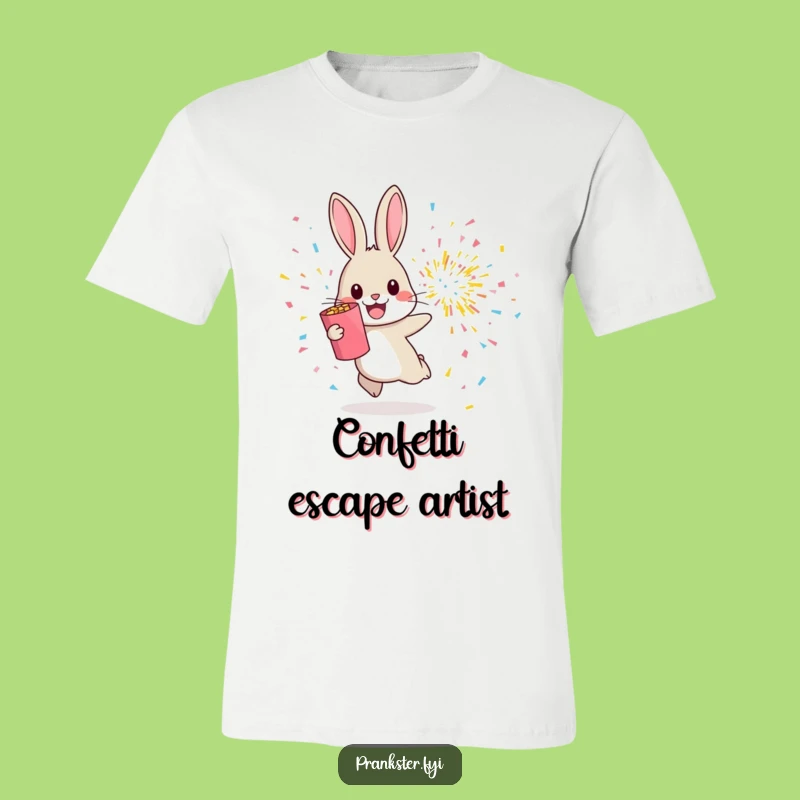 Funny Rabbit Confetti T-Shirt - Cheerful Hop Away From Explosion Apparel Gift