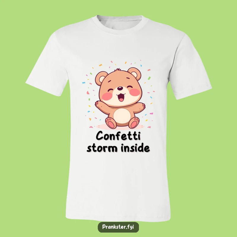 Funny Bear Confetti T-Shirt: Wear Your Celebration with Joyful Humor