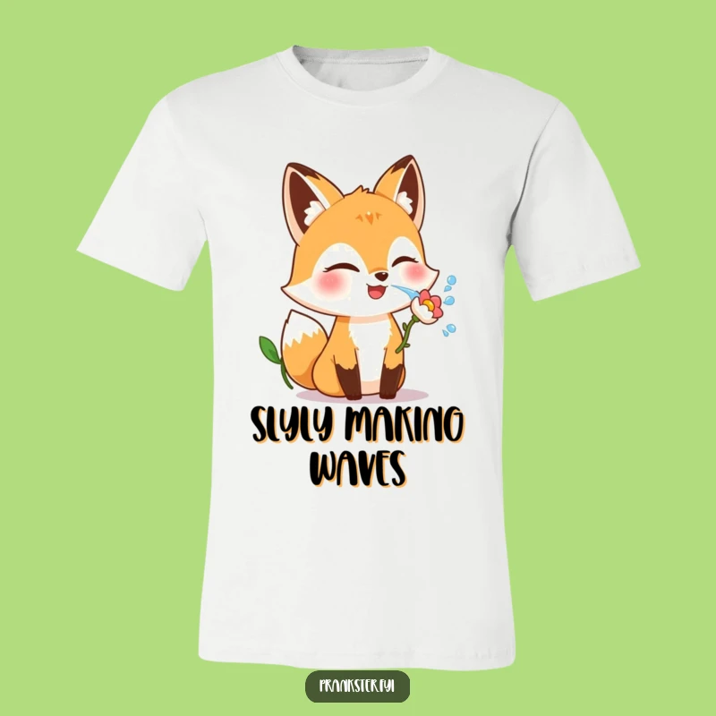 Funny Fox Flower Squirt T-Shirt: Giggling Animal Tee, Witty Gift