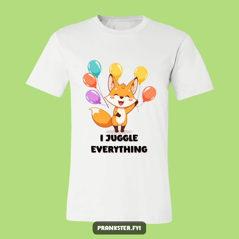 Funny Fox Juggling T-Shirt - Cheerful Balloon Art for Humorous Style