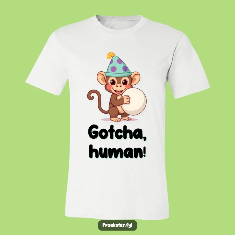 Funny Monkey Prankster T-Shirt: Silly Hat & Whoopee Cushion Fun - Hilarious Gift!