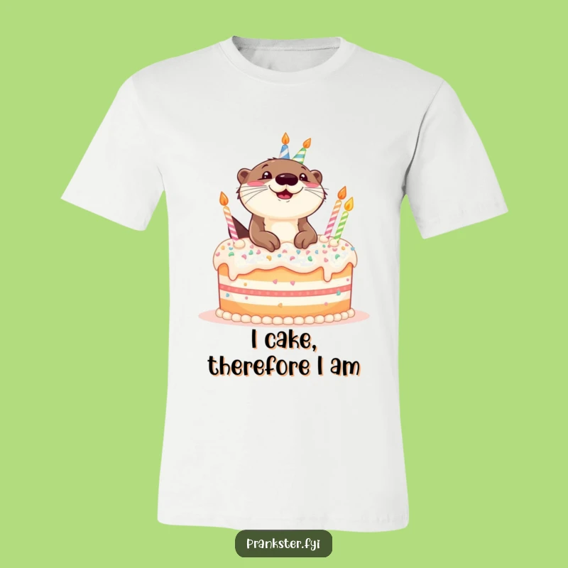 Hilarious Otter Cake T-Shirt - Giggling Birthday Party Fun